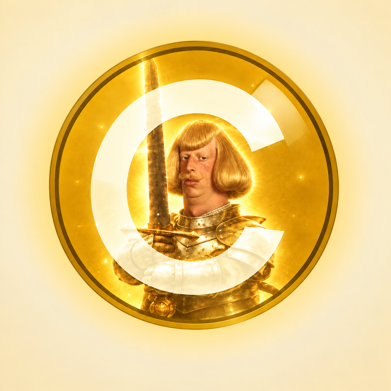 Jean, the legendary blond knight, on a golden coin